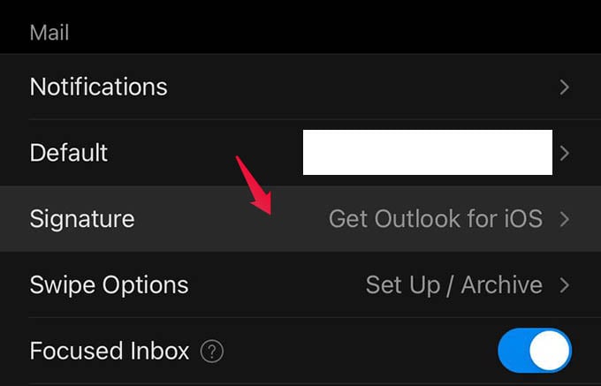 Outlook Mail for Android iPhone Signature Settings