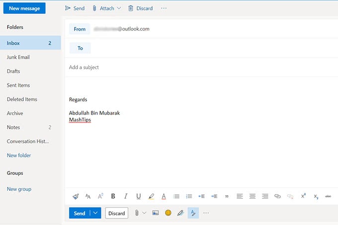 Outlook New Mail with Signature