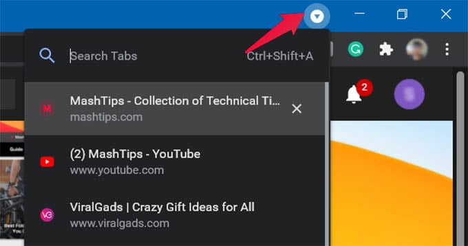 Search Open Tabs in Chrome