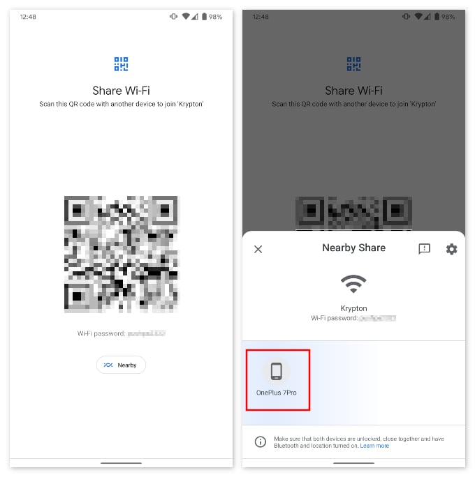 Share Wi-Fi password from Android to Android