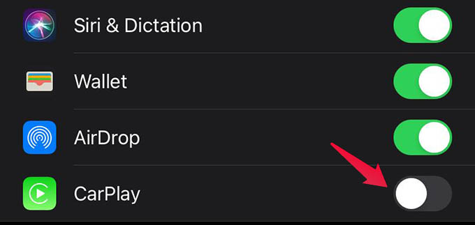 Turn Off CarPlay on iPhone