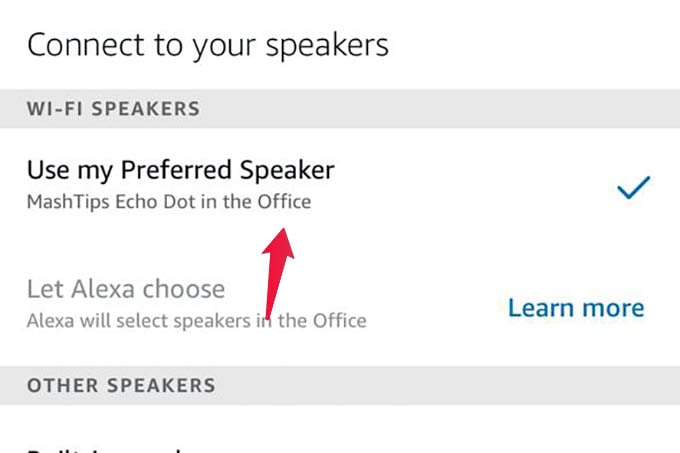 Use Echo Dot as Default Speaker for Alexa