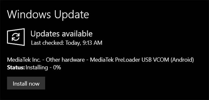Windows 10 Driver Update Installing