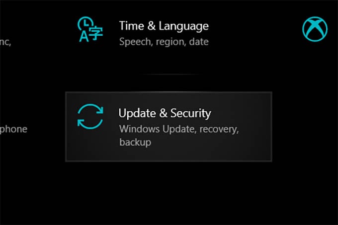 Windows 10 Settings Update and Security