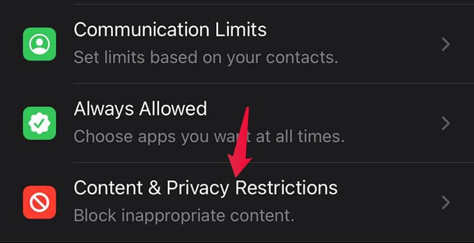 iPhone Content and Privacy Restrictions