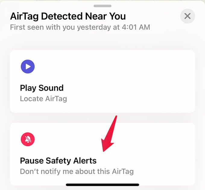 AirTag Pause Safety Alerts