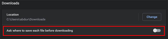 Ask Where to Download File Before Downloading on Chrome