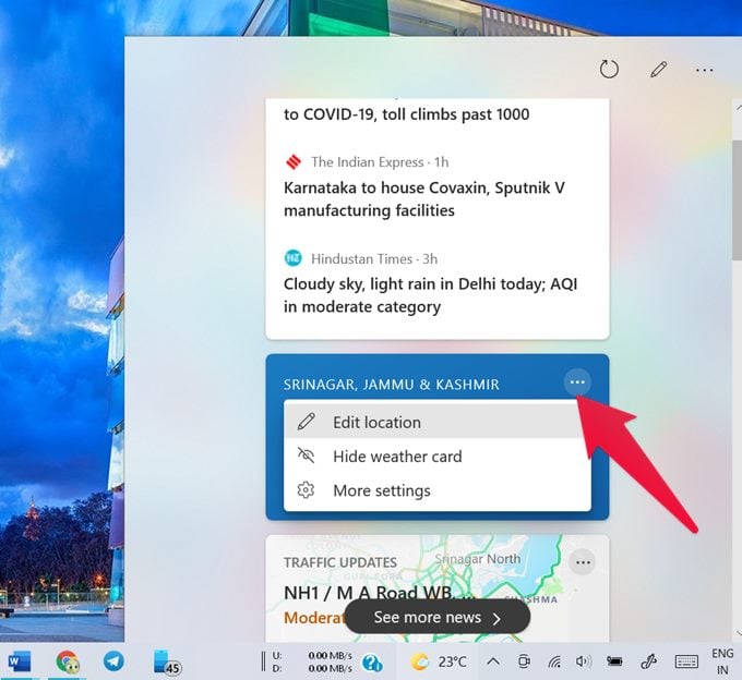 edit location in weather in taskbar windows 10 