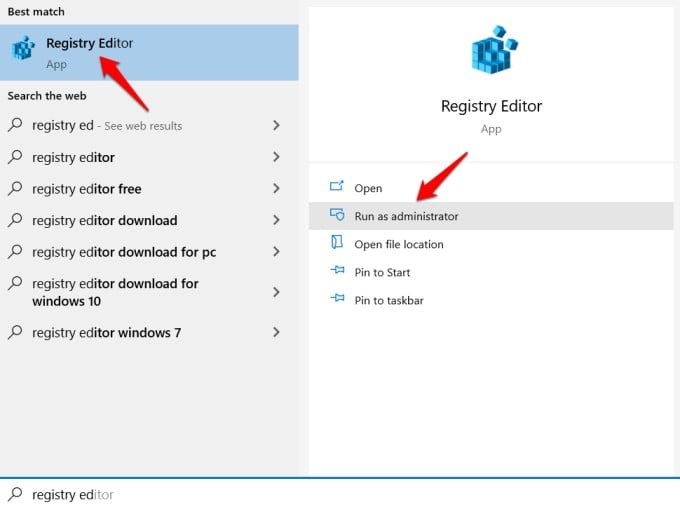 open registry editor in windows 10