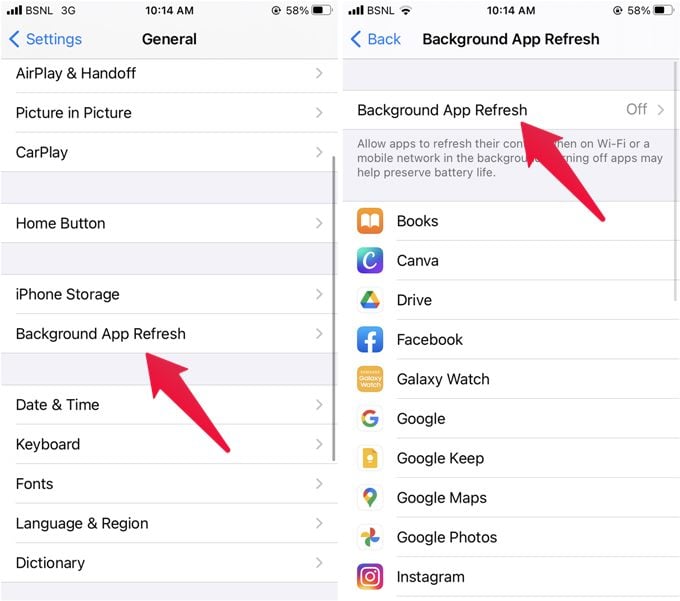 Enable Background App Refresh on iPhone