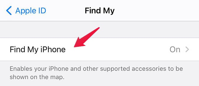 Find My iPhone Settings