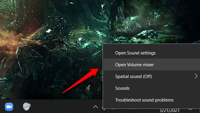 opening volume mixer in windows to control zoom meeting sound/mic
