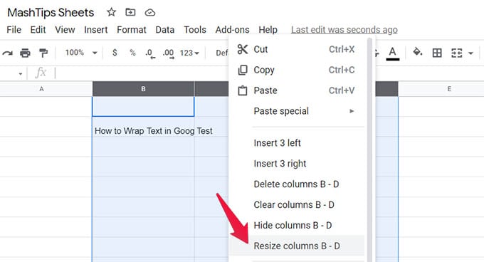 automatically adjust selected tables columns to fit text