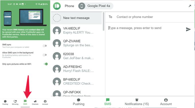 send sms from mac android