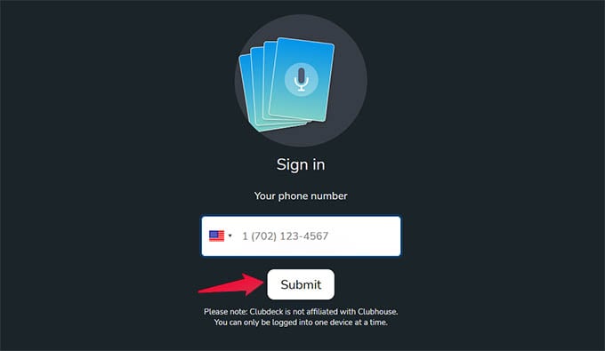 Sign in With Mobile Number on Clubdeck for Mac
