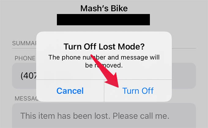 Turn Off Lost Mode AirTag on iPhone
