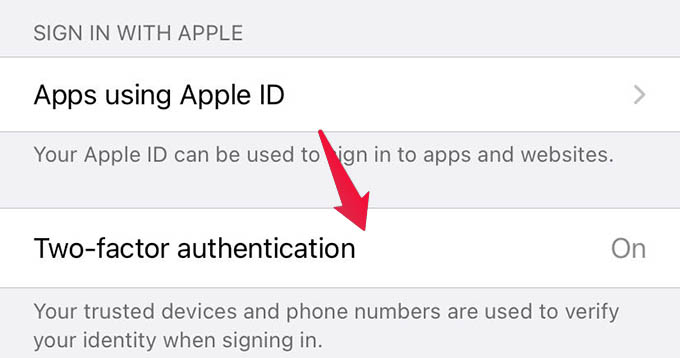 iPhone Apple ID Two Factor Authentication Enable