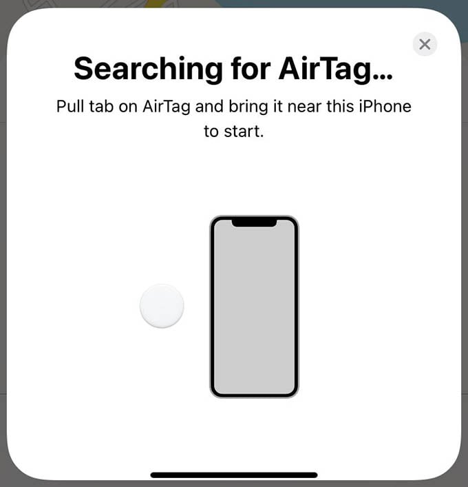 iPhone Find My app Searching for AirTag