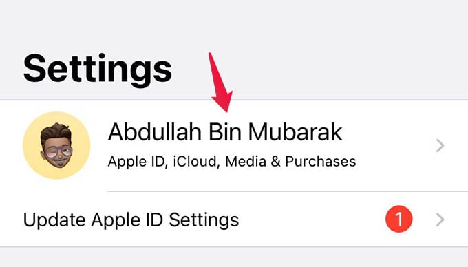 iPhone Settings Profile Apple ID