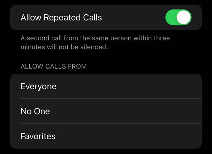 Allow or Block Phone Calls During Focus Mode