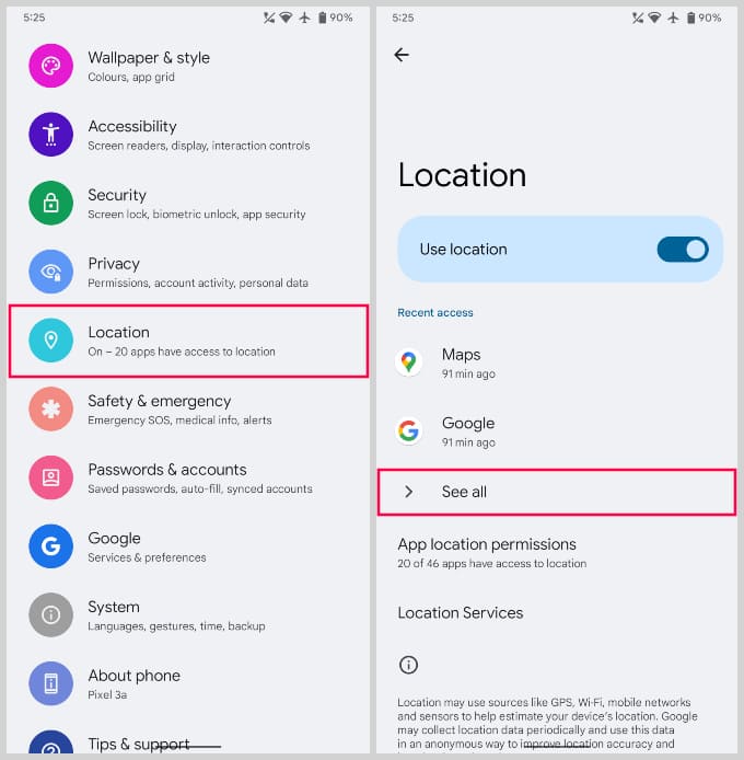 Android 12 Manage Location Access