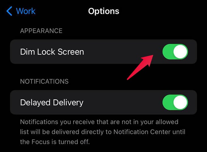 Dim Lock Screen with Focus Mode on iPhone