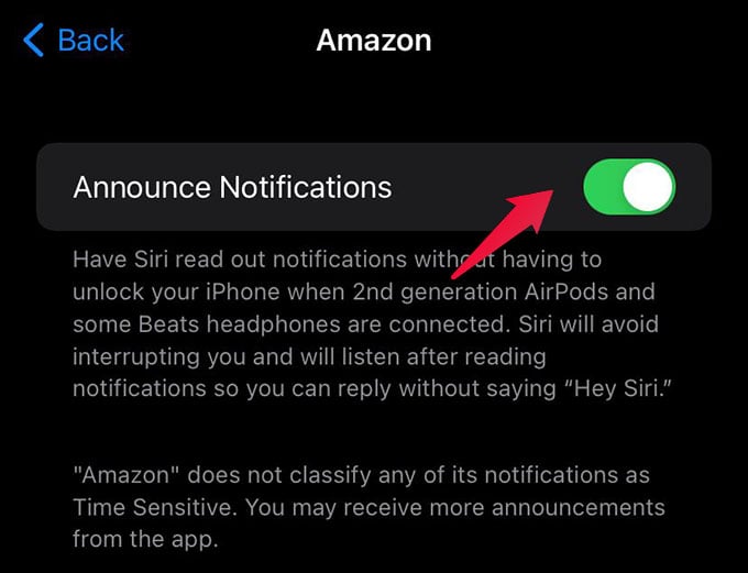 Enable Announce Notifications for Individual Apps on iPhone