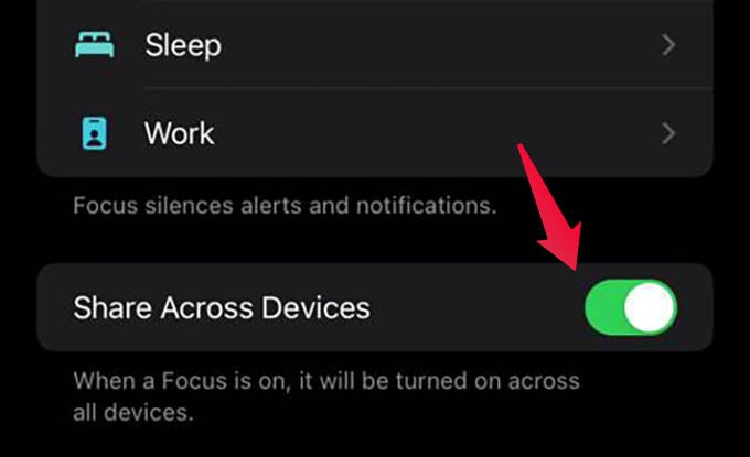 Enable Share Across Devices for Focus on iPhone