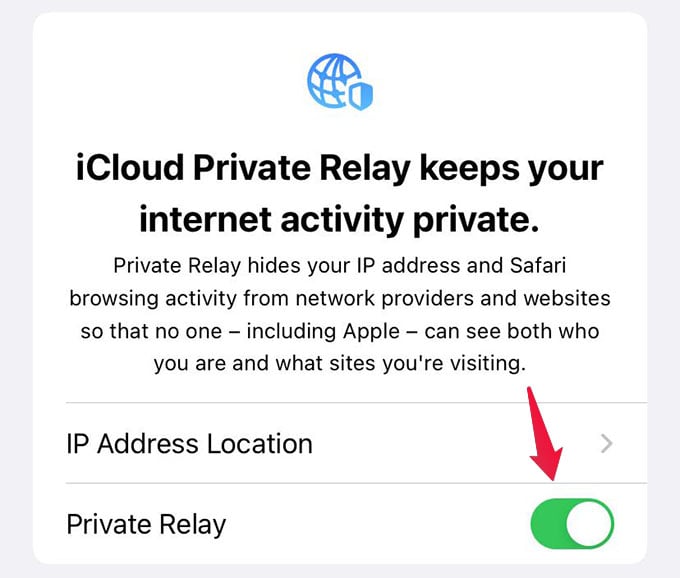 Enable iCloud Private Relay on iPhone