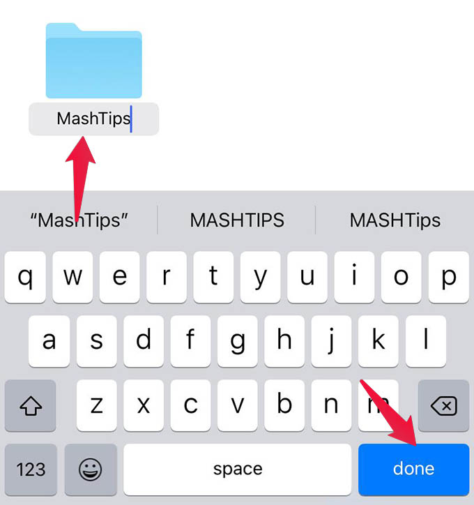 Enter Folder Name and Save Folder in Files App on iPhone