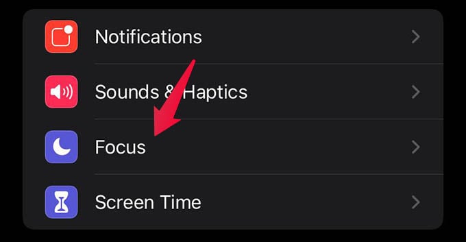 Focus Settings on iPhone