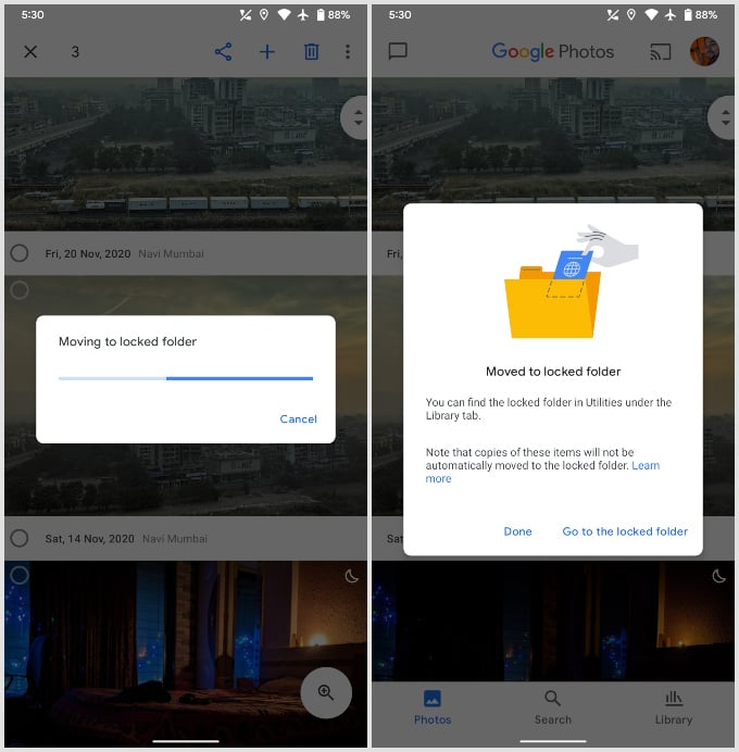 Photos moved to locked folder in Google Photos