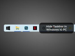 Hide Taskbar in Windows 10 PC