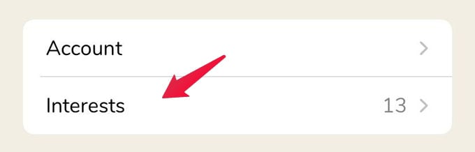 Interests Settings in Clubhouse App
