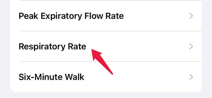 Respiratory Rate on Apple Health App