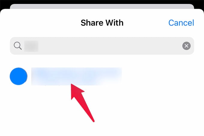 Select Contact to Share Apple Health Data with on iPhone