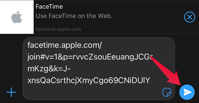 Send FaceTime Video Call Link