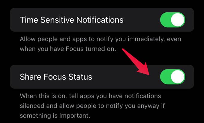 Share Focus Status with Others on iPhone
