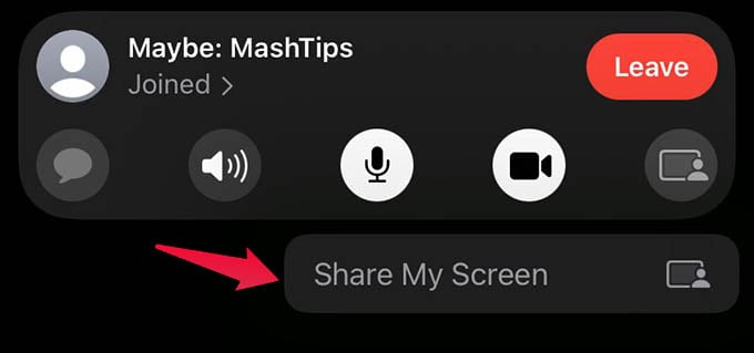 Share Screen on iPhone with FaceTime