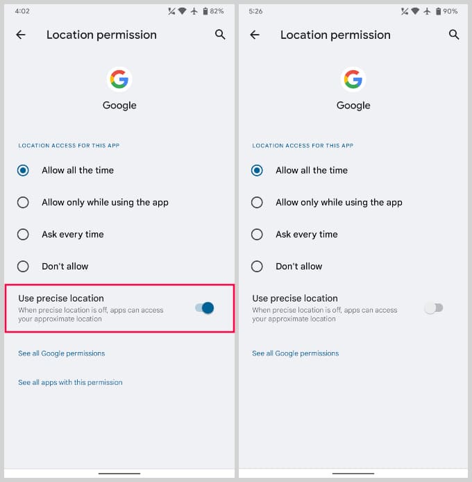 Give only approximate location to apps on Android 12