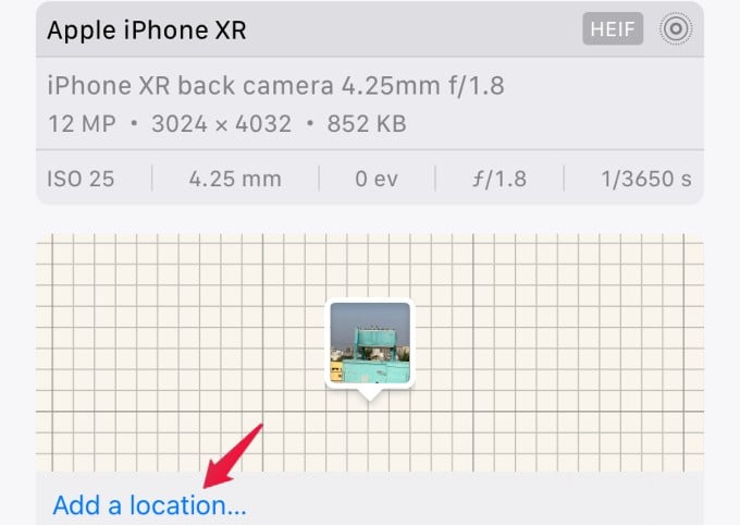 add location for photo on iphone