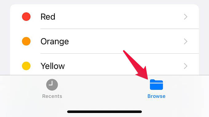 iPhone Files App Browse Tab