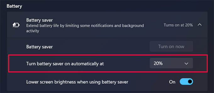 Automatically Enable Battery Saver Mode in Windows 11