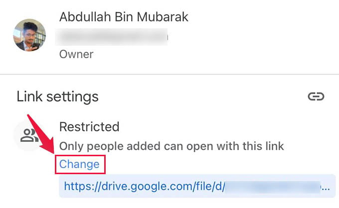 Change Link Sharing Permission in Google Drive