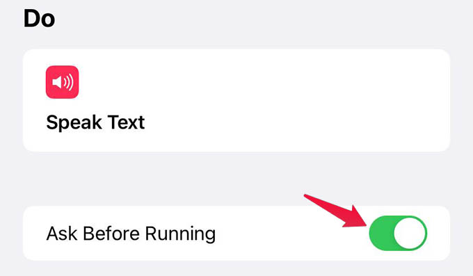 Disable Ask Before Running for Shortcut Automation on iPhone