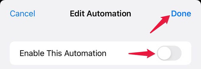 Disable Automation on iPhone