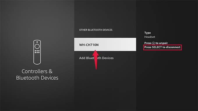 Disconnect Bluetooth Headset on Amazon Fire TV