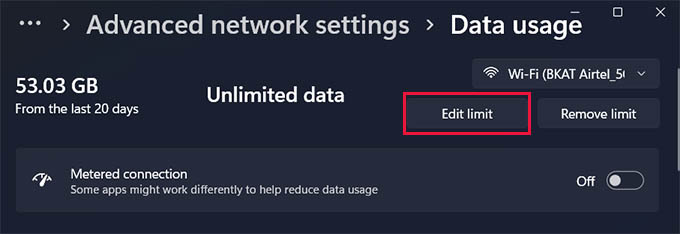 How to Set Data Usage Limit in Windows 11 - 28