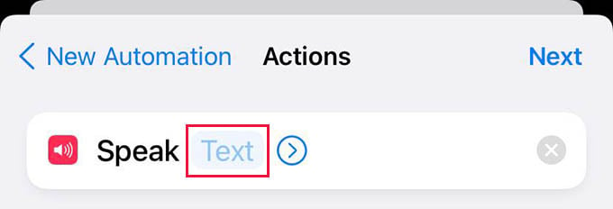 Edit Speak Text in iPhone Automation