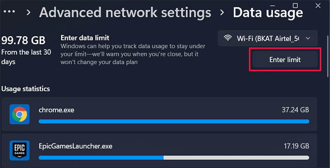 How to Set Data Usage Limit in Windows 11 - 88